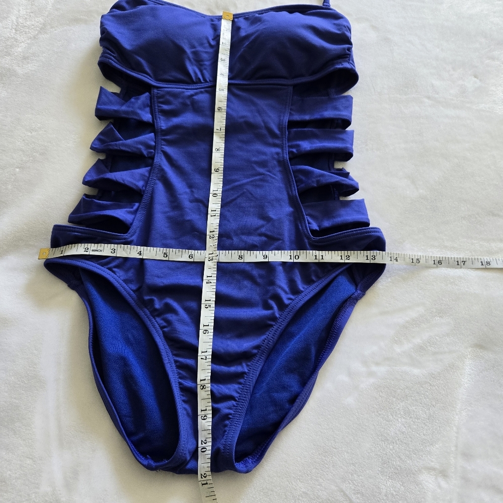 Kenneth Cole Swim Suit Small One Piece‎ Women's Blue Sexy Cutout Beach Pool - Picture 10 of 11